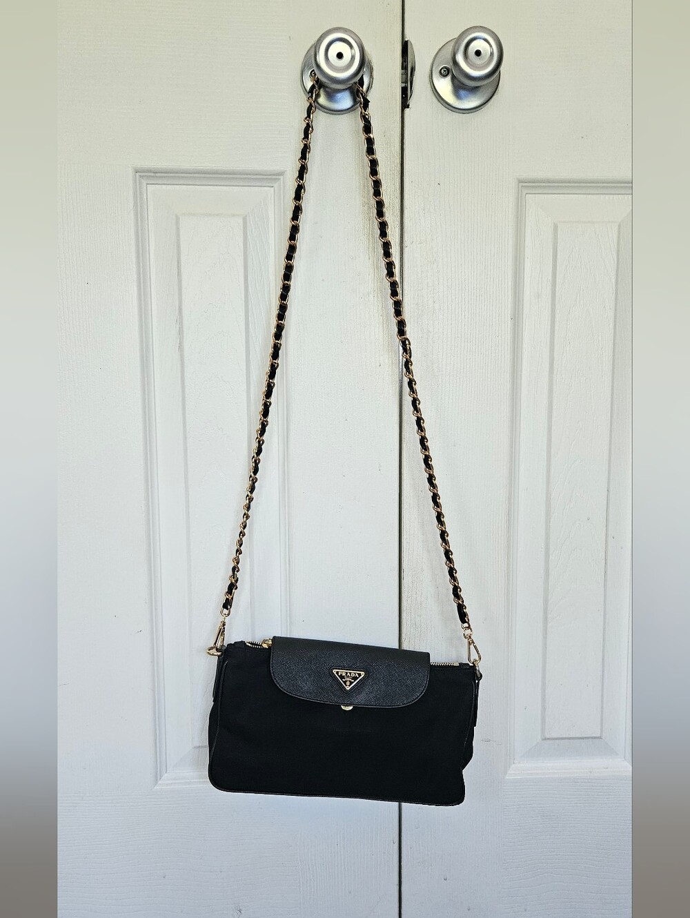 Authentic Prada Tessuto & Saffiano Crossbody Bag / Clutch (Nero/Black) - Picture 13 of 14